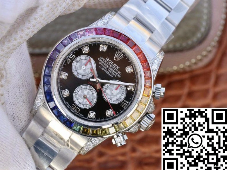 116595RBOW Black Daytona Rolex BL Cosmograph Dial Factory Rainbow 1225